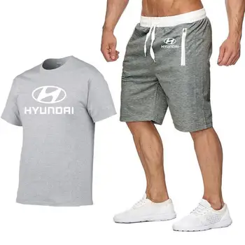 Mens Kratki rokav Hyundai Motor Avtomobila Logotip Priložnostne Poletje, Mens t Shirt Hip Hop TShirt visoko kakovostne Bombažne Majice hlače obleko 2Pcs