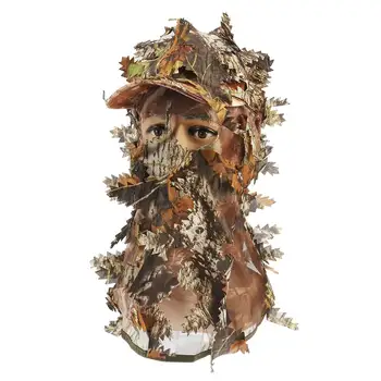 3D Listov Prikrivanje, Poln Obraz Masko Kapuco Obleke, Kape Pokrivala Camo Lovski Klobuk Pokrivala za Dihanje Maske, Kape