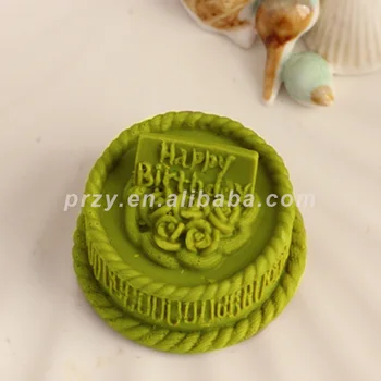 PRZY PRZY Silikonski Milo Plesni Ročno izdelana Mila Plesni silikagel Aromo Kamnitih Kalupov Krog Happy Birthday Cake 3D Silikonske Gume 001