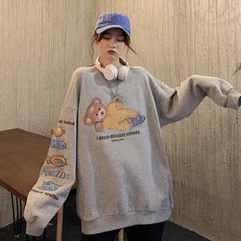 Harajuku 2020 Ulične Ženske Anime Hoodie Jeseni Mode korejskem Slogu Majica Puloverji dolg rokav Vrhovi Noro Oblačila