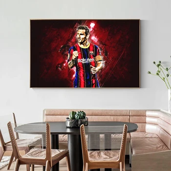 Lionel Messi Plakati Povzetek Nogometni Igralec Platno Tiskanje Slik Nogomet Šport Wall Art Dekorativne Slike za dnevno Sobo