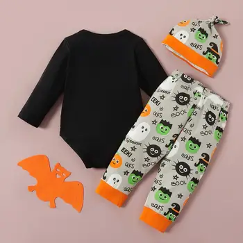 PatPat 2020 Nov Prihod Na Prodajo Zabavno Halloween Pismo Tiskanja Obleka, Hlače in Klobuk, ki je določena za Otroka, Otroška Oblačila