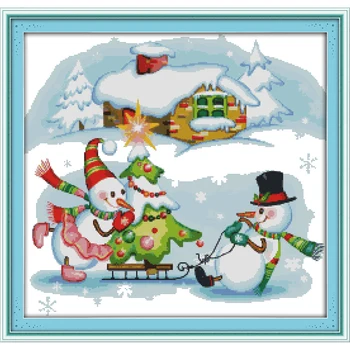 Večno Ljubezen snjegović Božič(6) Ekološki Bombaž Kitajski Navzkrižno Šiv Sklopi Štejejo Ožigosan 14CT 11CT Novo Pospeševanje Prodaje