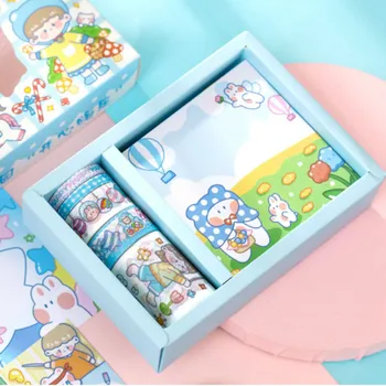 Kawaii trak memo gift box set Maruko Raj ročno poslikano srčkan strani-knjižnega gradiva dekorativne nalepke pisarniške potrebšcine komplet