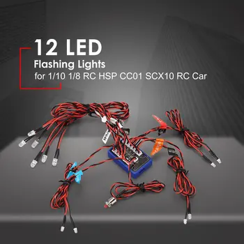 12 Ultra LED Utripajoče svetlobne Stroboskopske Svetilke Komplet Sistem za 1/10 1/8 RC Drift HSP TAMIYA CC01 4WD Osno SCX10 RC Avto Tovornjak