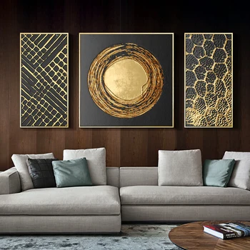 3 Plošče Povzetek Zlato Folijo Art Moderne Slike Platno Stensko Slikarstvo Plakat za dnevno Sobo Office Home Dekorativni Pripravljen, da Visi
