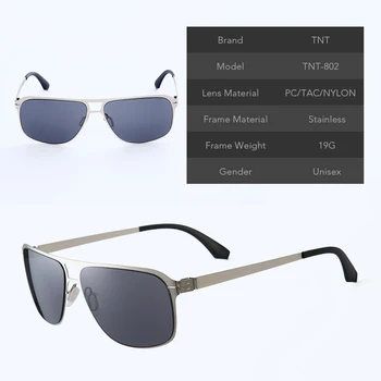 TNT Klasičnih Polarizirana sončna Očala Moški Ženske blagovne Znamke Design Vožnje Kvadratni Okvir, Št Vijak sončna Očala Goggle UV400 Gafas De Sol