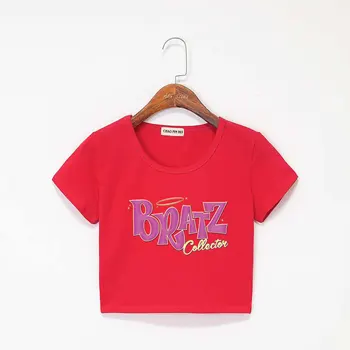 2020 Ženske Modnih Oblačil Sonic Rock Angelz Obreži Zgoraj Izpostavljenih Popka T-Shirt Oversize O-neck zgornji deli oblacil Ženske Smešno Tshirt