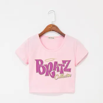 2020 Ženske Modnih Oblačil Sonic Rock Angelz Obreži Zgoraj Izpostavljenih Popka T-Shirt Oversize O-neck zgornji deli oblacil Ženske Smešno Tshirt