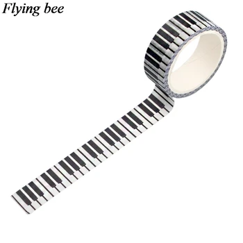 20pcs/veliko Flyingbee 15mmX5m Papir Washi Tape klavir tipkovnico Ustvarjalne Lepilni Trak, DIY Nalepke Nalepke Maskirni Trak X0552