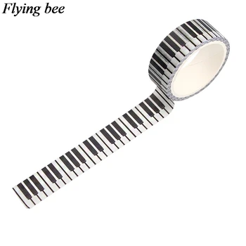 20pcs/veliko Flyingbee 15mmX5m Papir Washi Tape klavir tipkovnico Ustvarjalne Lepilni Trak, DIY Nalepke Nalepke Maskirni Trak X0552
