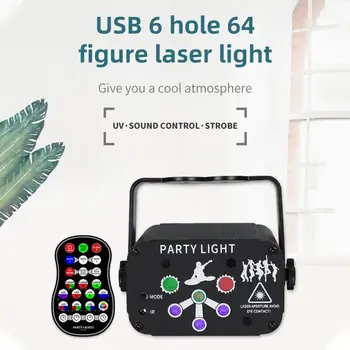 USB 8 Luknjo 128 Vzorec Projektor Daljavo/Zvok Actived LED Luč Disco RGB DJ Party Fazi Luči Božič Lučka za Dekoracijo
