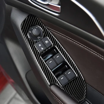 Za Mazda3 Axela BM 2013-2016 Avto Dodatki iz Ogljikovih Vlaken Notranja Vrata Armrest Plošča Okno Dvigalo Stikalo Okvir Pokrova Nalepka