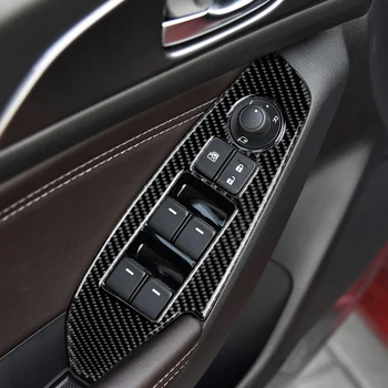 Za Mazda3 Axela BM 2013-2016 Avto Dodatki iz Ogljikovih Vlaken Notranja Vrata Armrest Plošča Okno Dvigalo Stikalo Okvir Pokrova Nalepka