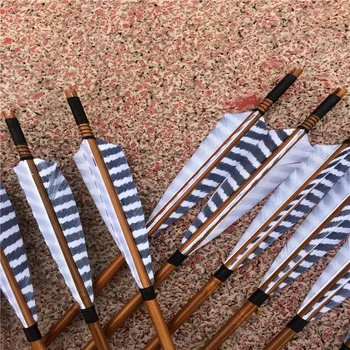 12PK Kitajsko Tradicionalno Sivo Perje Self Nock Bambusa Puščice Za Longbow