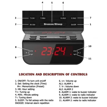 Moda Digitalni FM Radio Budilka Z Dvojno Bujenje Sleep Timer LED Rdeča Prikaz Časa