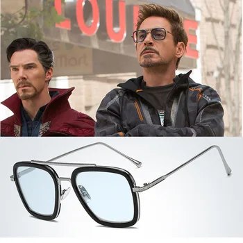 2020 Nov Modni Tony Stark sončna Očala moških kvadratnih kovinskih iron man, moška steampunk Unisex očala UV