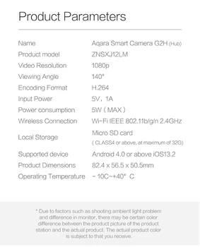 Aqara G2H Pametne Kamere Night vision 1080P HD mihome Prehod Središče Edition Mobilni wifi Zigbee varnost Za Xiaomi Apple homekit