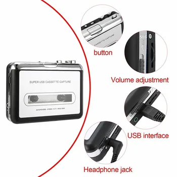 2018 Trak za PC Super Kaseta Za MP3 Avdio Glasbeni CD, Digitalni Predvajalnik Pretvornik Zajemanje Snemalnik +Slušalke, USB 2.0 Padec Ladijskega prometa