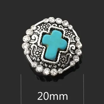 Debelo 097 Križ 18 mm 20 mm nosorogovo kovinski gumb za pripenjanje gumb Zapestnico, Ogrlico, Nakit Za Ženske, Srebrni nakit
