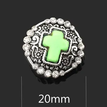 Debelo 097 Križ 18 mm 20 mm nosorogovo kovinski gumb za pripenjanje gumb Zapestnico, Ogrlico, Nakit Za Ženske, Srebrni nakit