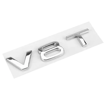 Avto Zadaj Kovinski V8T Emblem Značko Nalepke, Srebrne Styling Primerna za Audi A1 A3 A4 A5 A6 A7 V3 V5 V7 S6 S7 S8 S4