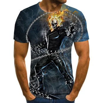 2020Men Žensk, Otrok Lobanje T Srajce Moda Poletje Kratek Rokav Ghost Rider, Kul T-shirt 3D Tiskanja Vrhovi Harajuku Ulične Tee