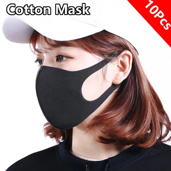 Stroj Za Večkratno Uporabo Maske Črno Bombažno Krpo Maske Proti Meglica Dustproof Pm25 Filter Za Odrasle Zaščitna Usta Masko 10 / 50 Kos