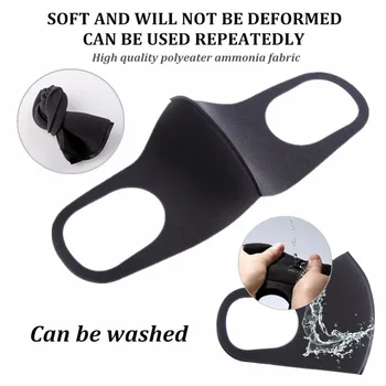 Stroj Za Večkratno Uporabo Maske Črno Bombažno Krpo Maske Proti Meglica Dustproof Pm25 Filter Za Odrasle Zaščitna Usta Masko 10 / 50 Kos