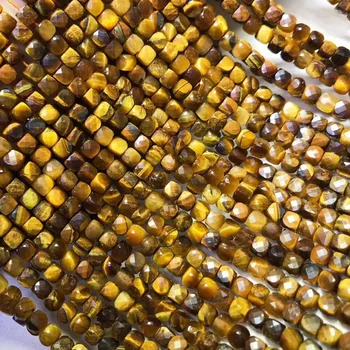 Naravno rjave barve tiger oči, kocke, kroglice za needlework DIY obrazi kvadratnih semena svoboden perle za nakit, izdelava zapestnico, ogrlico