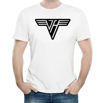 Van Halen Majica Bele Barve Mens Moda Kratek Rokav Van Halen Band Logotip T-shirt Vrhovi Tees tshirt Priljubljena Oblika Oblačila