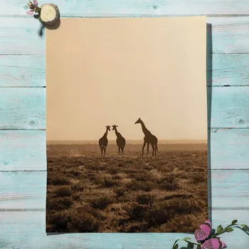 Afriške Travinje, Žirafa, Lev Listnih Nordijska Plakatov In Fotografij Wall Art Platno Slikarstvo Stenske Slike Za Dnevna Soba Dekor