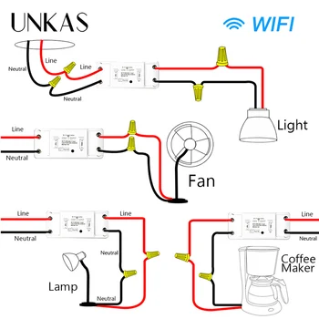 UNKAS Tuya WiFi Smart Stikala za Luč Univerzalno odklopnika Časovnik Smart Življenje APP Brezžični Nadzor z Alexa googlova Domača stran