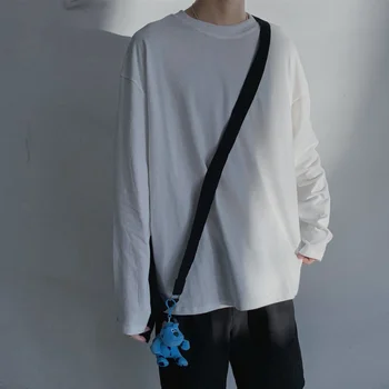 Moški Dolgo sleeve T-majice Trden Vzročno Klasičnih T-shirt Mens Oblačila Osnovne Visoke Kakovosti Mehko Svoboden 2XL Moda Preprost Dnevni Stil