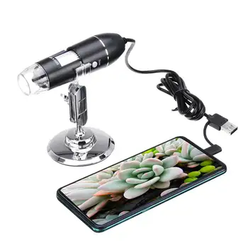1600X Prenosni 8 LED Luč Nastavljiva Dimmer Praktični ročni Mikroskop v realnem času, USB Tip-c Digitalni Mikroskop