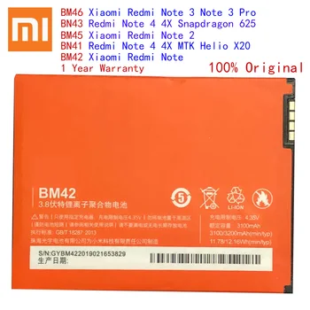 Original BM45 BM46 BM42 BN41 BN43 Baterija Za Xiaomi Redmi Opomba 4 4 3 2 Note2 Note3 Note4 Zamenjava Mobilni Telefon Bateria