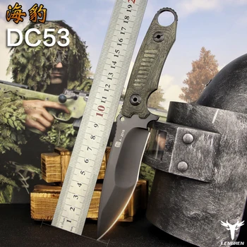 LENGREN žepni nož Lan-Ročaj DC53 jekla north American lovski nož Prostem Taktike Vojaške Naravnost nož nož za Kampiranje