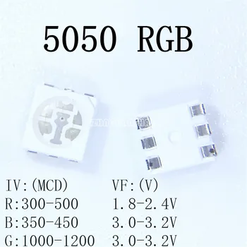 1000pcs X 5050 RGB Led Svetilka SMD Led Dioda RGB LED smd 5050 super-svetlo-led Brezplačna Dostava SMT Kolutu SMD tip