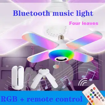 LED Stropne Luči RGB Bluetooth Glasbe, Stropne Svetilke LED, 50 W 4Leaves Deformirana Žarnica Svetilka +Daljinski Nadzor Pametne zgornje meje Lučka