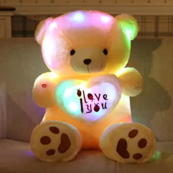 Dekleta Lep Srčkan Plišastih 22 CM 50 CM medvedek Multi-Barvni Vrtenja Glow svetijo Igrače, Darila Za Prijatelje