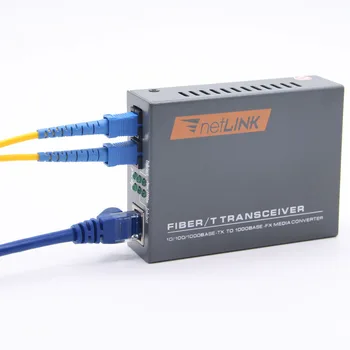 1PCS 10/100/1000M Netlink HTB-GM-03 Simplex načinu Dvojnega svjetlovodni RJ45 Enternet Media Converter 2KM Vlaken TTransceiver