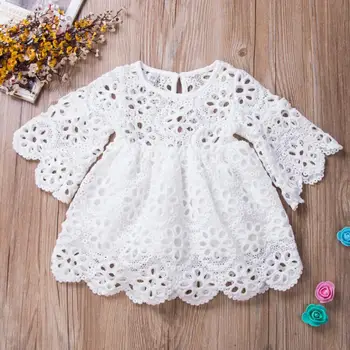 Modni Družinski Ujemanje Oblačila Mati Hči Obleke Bele Votlih Cvetlični Čipke Obleko Mini Obleka Mama Baby Dekle Stranka Oblačila