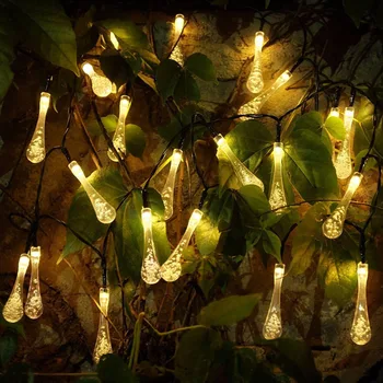 Toplo Bela Raindrop Sončne Svetilke Vodotesne Božič, Zunanji Vrt Dekoracijo Pravljice Sončne Baterije Niz Svetlobe