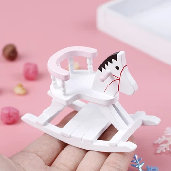 Leseni Gugalnik Konj Stol Igrače za Otroke, ki Vrtec Soba Pohištvo 1:12 Lutka Hiša Pribor Lutke Miniaturni