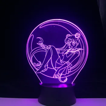 TT Sailor Moon Anime lahka 3D LED Lučka za 16 Barv Spreminja Noč Svetlobe Kul Dekle Otrok Spalnica Dekoracijo Darilni Daljinsko upravljanje