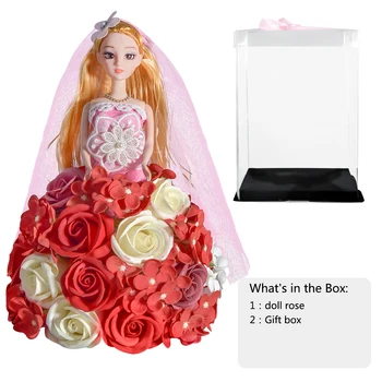 Princesa Lutka Milo Rose z LED Luči V šatulji Poroko Umetno Cvetje Rojstni dan, valentinovo, Darilo za Dekleta Stranka Dekor