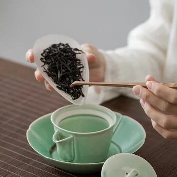 LUWU zelena keramični čajnik gaiwan ročno tradicionalni kitajski čaj pot drinkware
