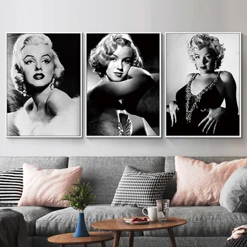 Marilyn Monroe je Črno-Bela Fotografija Letnik Platno, Slikarsko, Plakati, Tiskanje Stenskih slikah, za Dnevni Sobi Doma Dekor Cuadros