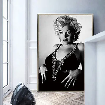 Marilyn Monroe je Črno-Bela Fotografija Letnik Platno, Slikarsko, Plakati, Tiskanje Stenskih slikah, za Dnevni Sobi Doma Dekor Cuadros