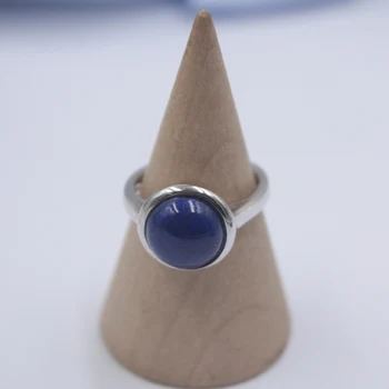 Trdna 925 Sterling Srebrni Prstan Najširši 12,5 mm Lapis Lazuli Obroč Za Ženske